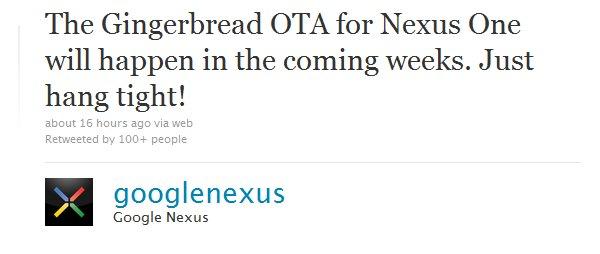 Google Nexus One to receive Android 2.3 Gingerbread OTA soon