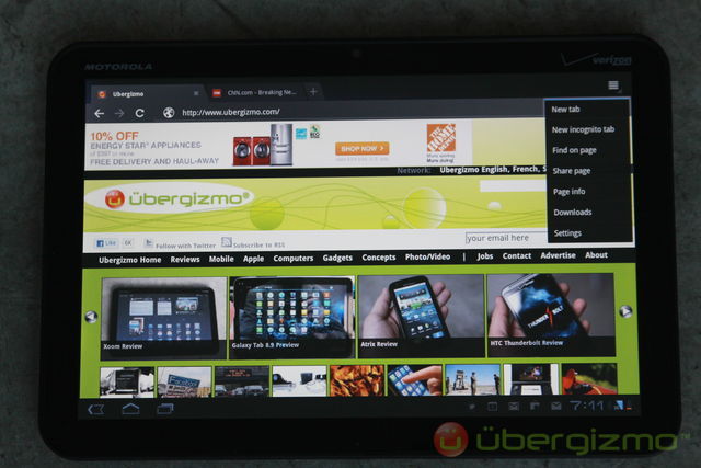 Motorola Xoom Browser