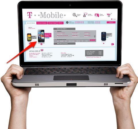 T-Mobile website on laptop