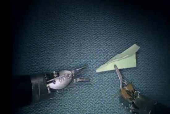 Surgical robot makes paper plane