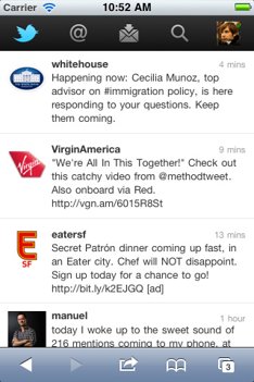 Twitter mobile website